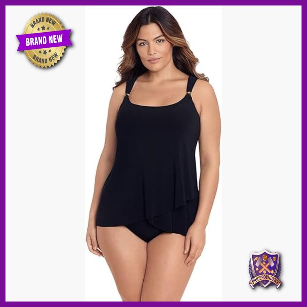 Plus Size Tankini Top with Underwire Support, Adjustable Straps, UPF 15